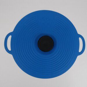 Zeal Self Sealing Lid Silicone Blue 11 Inches with Handles Bowl Pan Dutch Oven